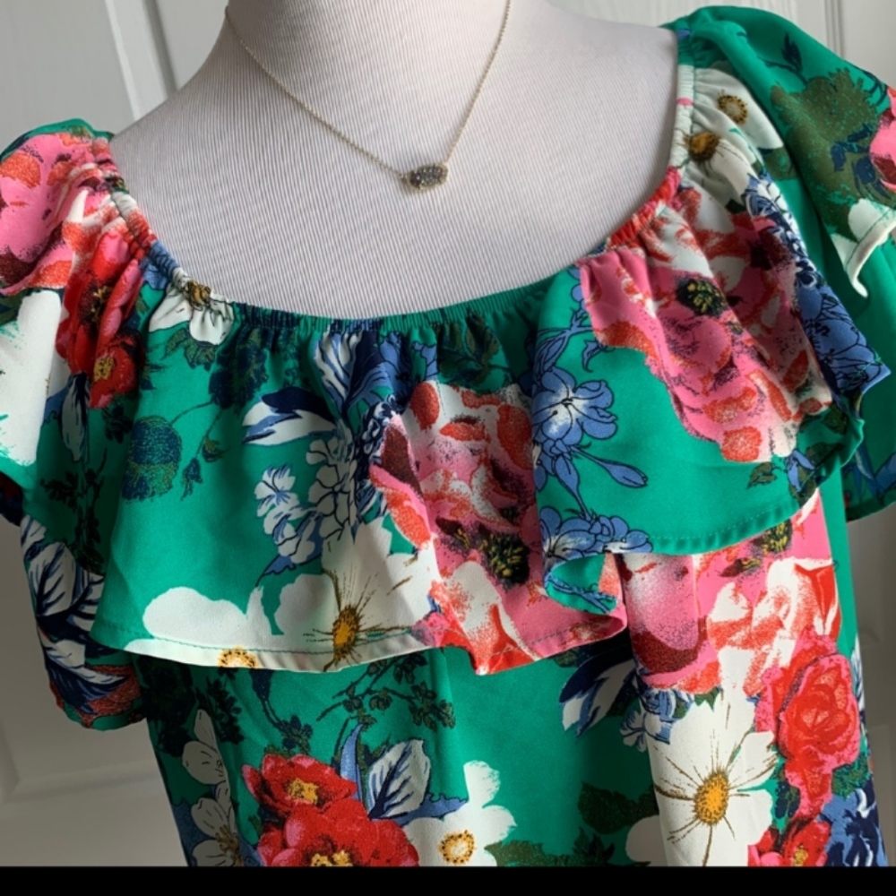 Xhilaration Off Shoulder Floral Print Top XL - Picture 2 of 8